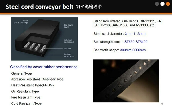 Steel cord belt types